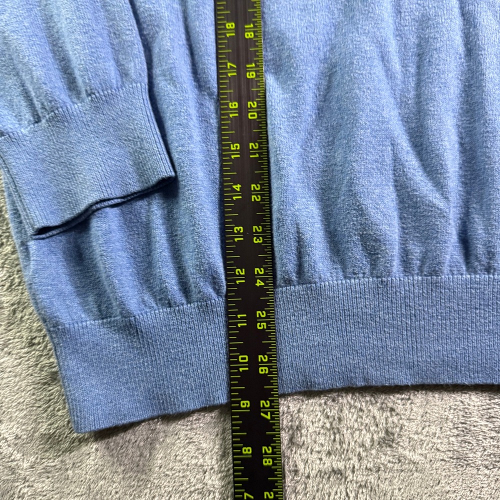 LL Bean Cotton Cashmere 1/4 Zip Pullover Sweater Knit Top Blue L - Picture 5 of 7